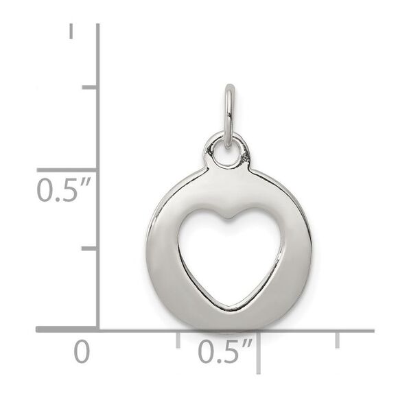 Kazi Luxury Sterling Silver Polished Circle with Punch Out Heart Charm - Picture 3 of 4